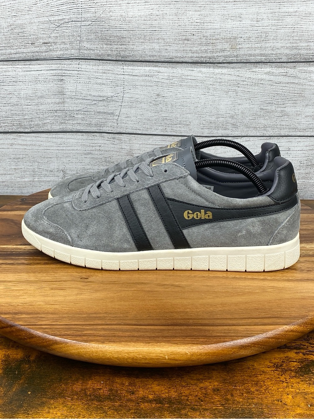 Gola Classics Men's Hurricane Suede Sneakers Ash Grey Black Off White Size 11